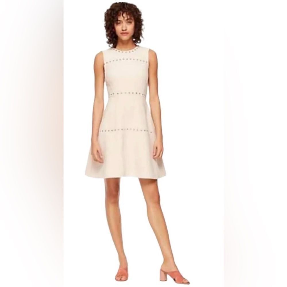 Kate spade pale pink with gold studded dress A-line shape.